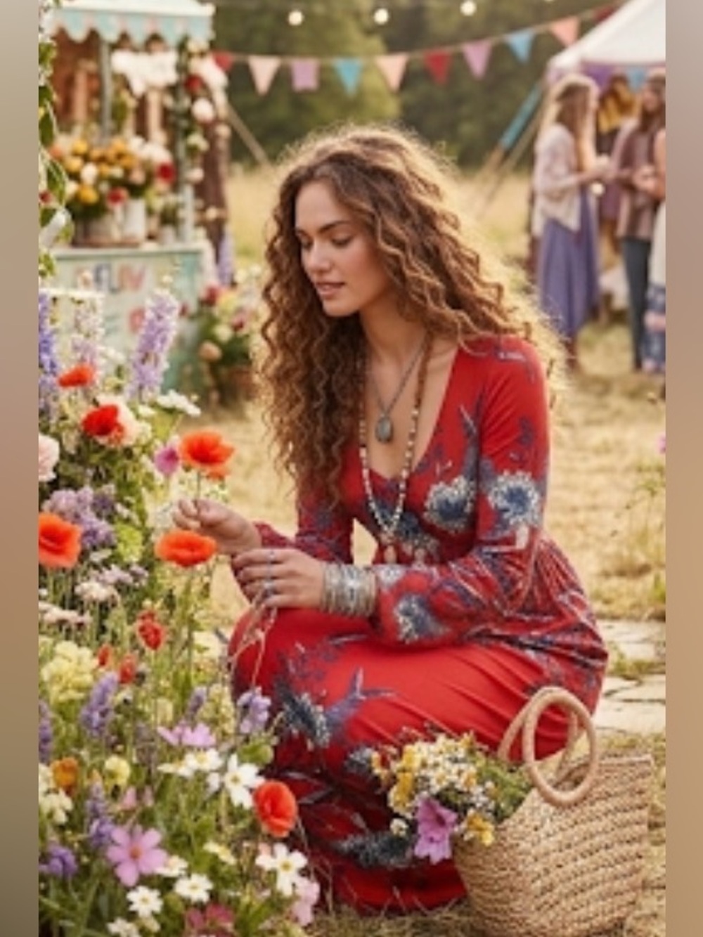NWOT Free People Midnight Garden Red Maxi Dress Size XS - Picture 8 of 14